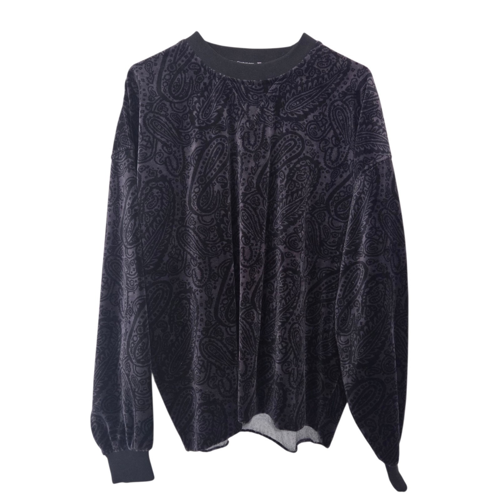 Vintage 90's Slazenger Velvet Velour Black Paisley Retro Sweater Women's Size M